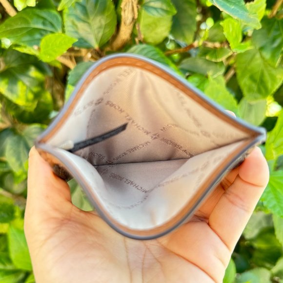 Michael Kors Jet Set Travel Card Case Wallet Exotic Print Camel Multi Haircalf - Picture 3 of 6